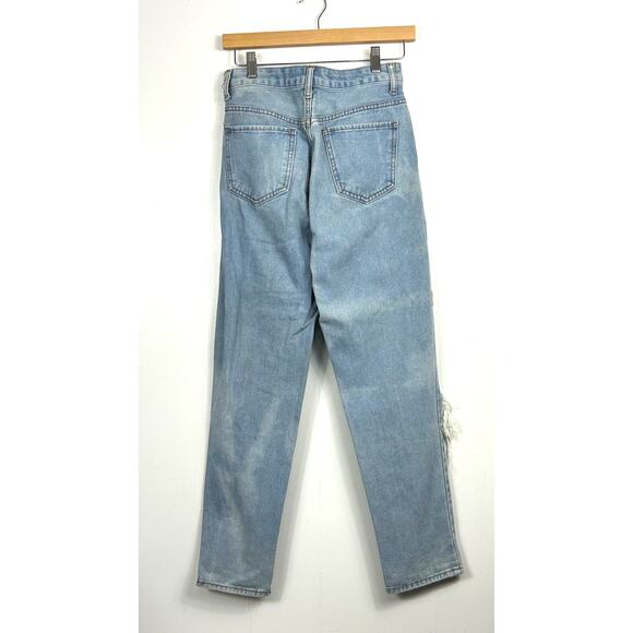 SONG Classic Mom Jeans Womens 3 Button Fly Distressed Ripped Light Wash - Picture 7 of 10